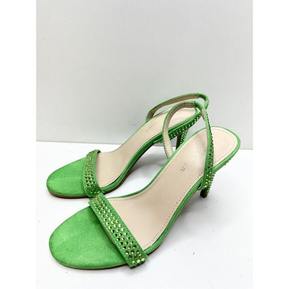 Marc Fisher Sandals Womens 7 Green Betila Slingback Heels Rhinestone Accents - Picture 4 of 9